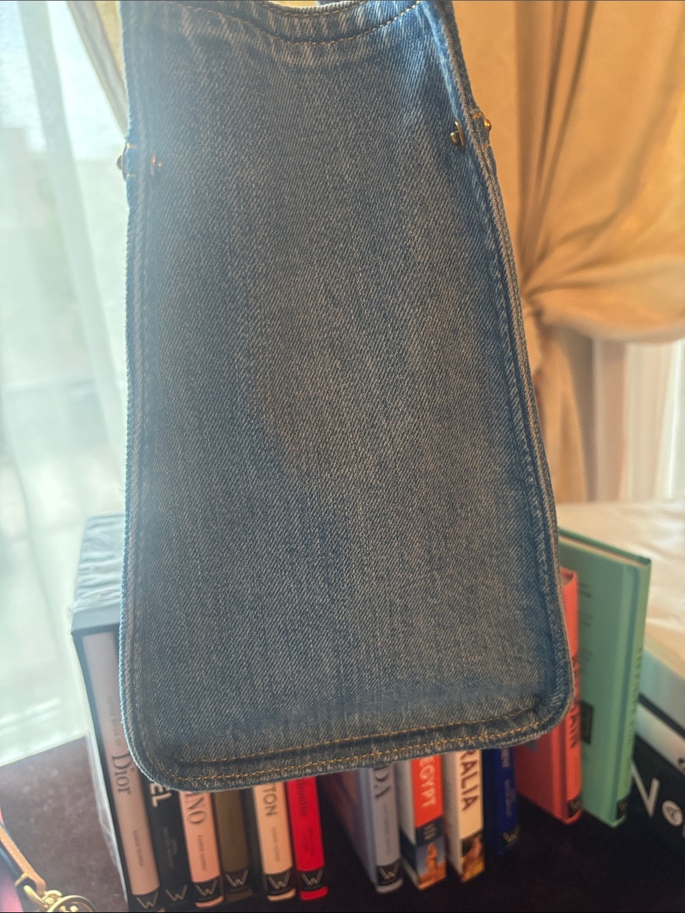 NWOT Coach large Blue Denim Tote w/scarf,hangtag - Picture 11 of 12